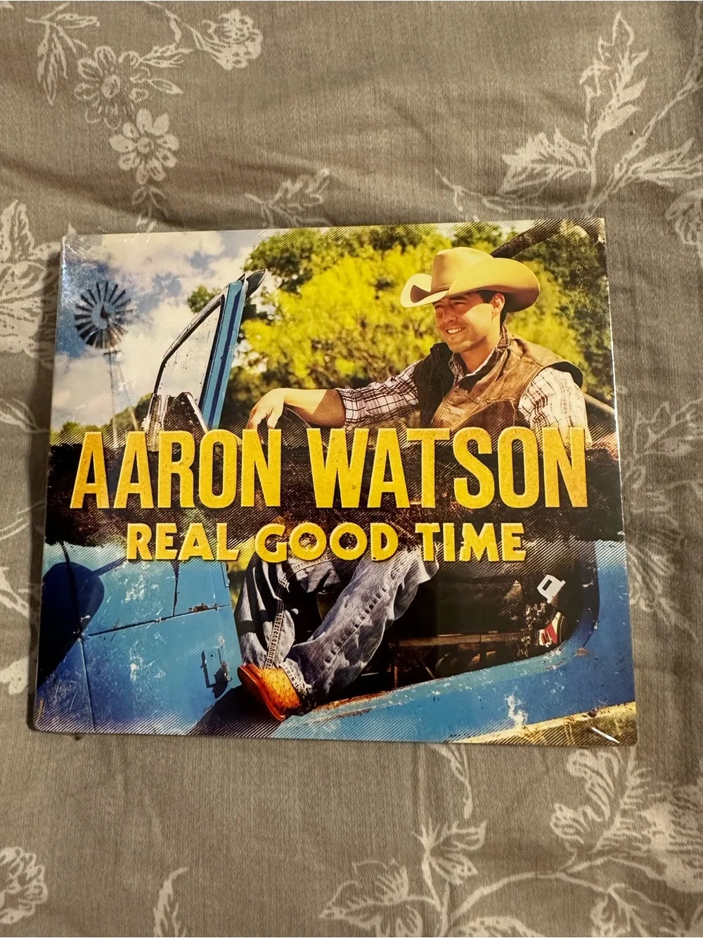 Aaron Watson CD Real Good Time Album Cover Art Print - Blue/Yellow